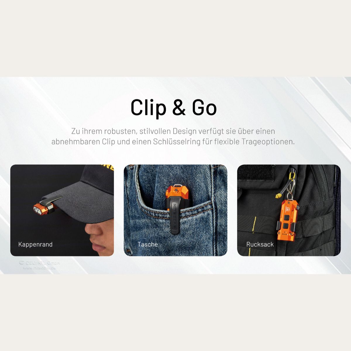 Ultraleichte USB-C Schlüsselanhänger-Taschenlampe - 720 Lumen - Orange - TIP3