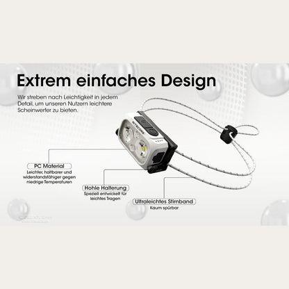 NU21 - Leichte Stirnlampe - 360 Lumen - Artctic Weiss