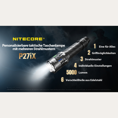 Taktische Taschenlampe P27iX - 5000 Lumen - inkl. Akku