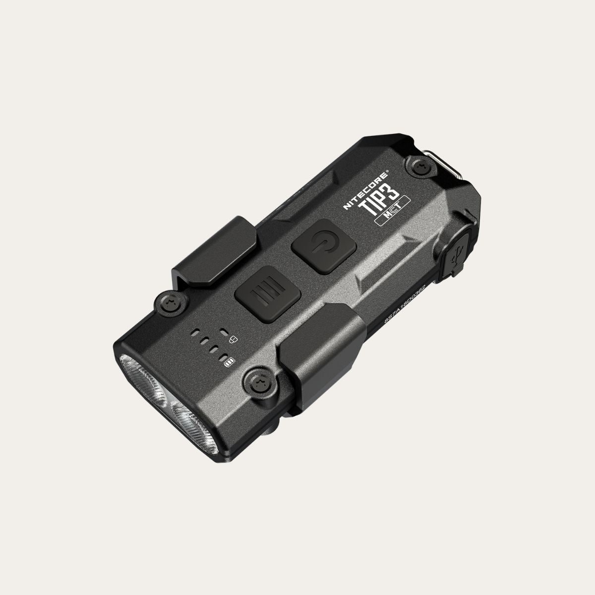 Ultraleichte USB-C Schlüsselanhänger-Taschenlampe - 720 Lumen - Schwarz - TIP3