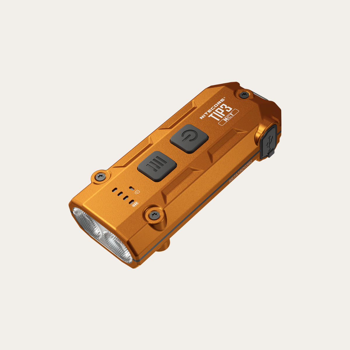 Ultraleichte USB-C Schlüsselanhänger-Taschenlampe - 720 Lumen - Orange - TIP3