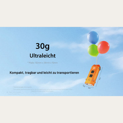 Ultraleichte USB-C Schlüsselanhänger-Taschenlampe - 720 Lumen - Orange - TIP3