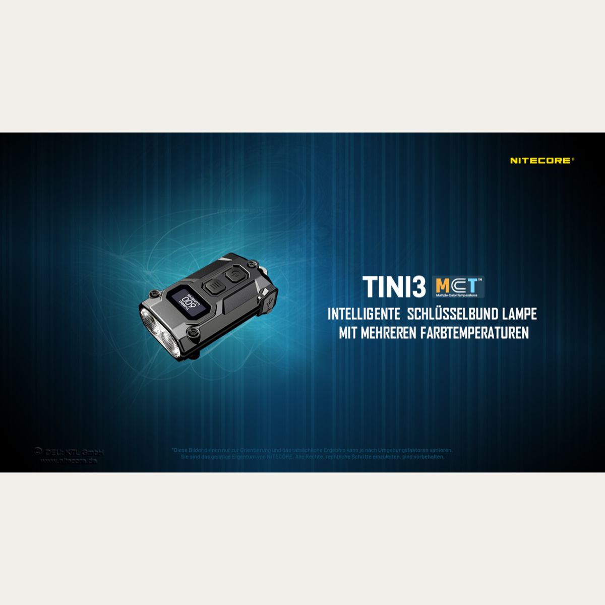 Ultrakleine USB-C Schlüsselanhänger Taschenlampe - 600 Lumen - Tini 3 - Black