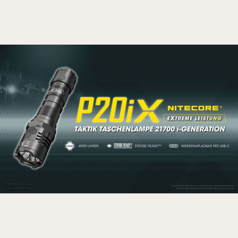 Taktische LED-Taschenlampe P20iX inkl. Akku - 4000 Lumen