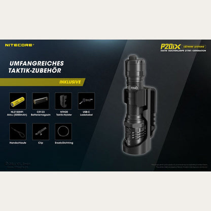 Taktische LED-Taschenlampe P20iX inkl. Akku - 4000 Lumen
