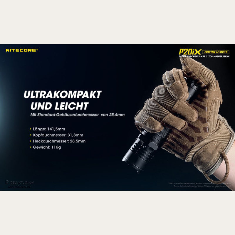 Taktische LED-Taschenlampe P20iX inkl. Akku - 4000 Lumen